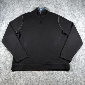 Perry Ellis Pullover Sweater Mens Large Black Quarter Zip Long Sleeve Casual Top